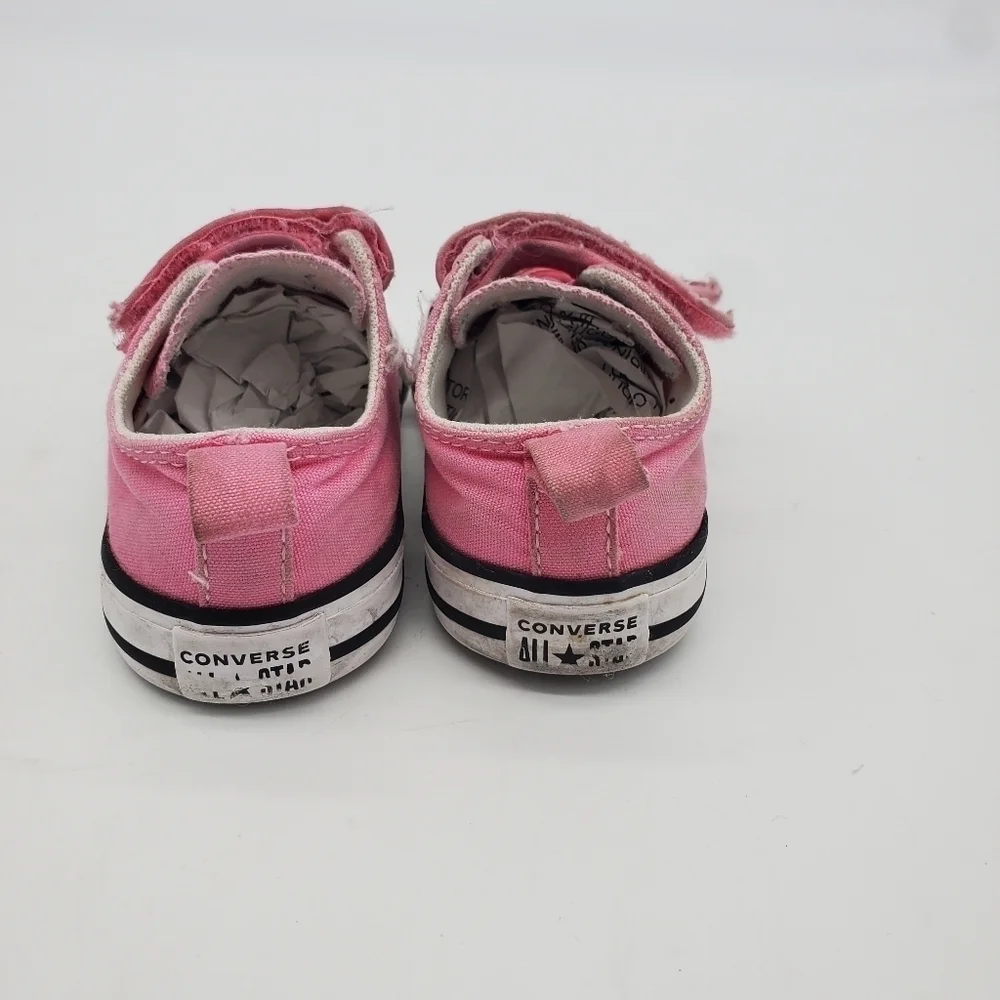 CONVERSE SHOES LITTLE KIDS 5C CHUCK TAYLOR ALL STAR HOOK AND LOOP OX PINK
